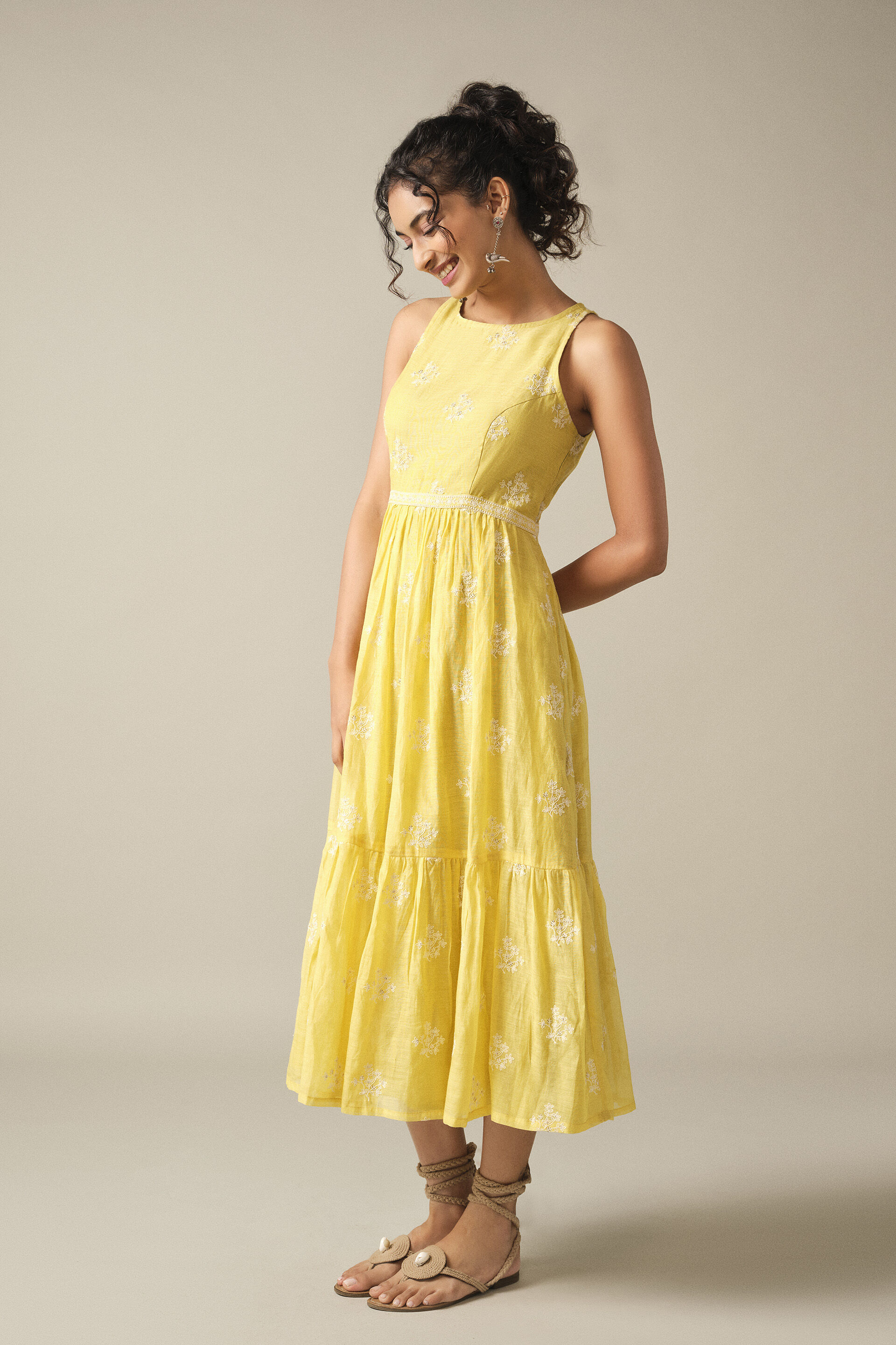 Embroidered Summer Maxi Dress in Yellow, Yellow, image 5